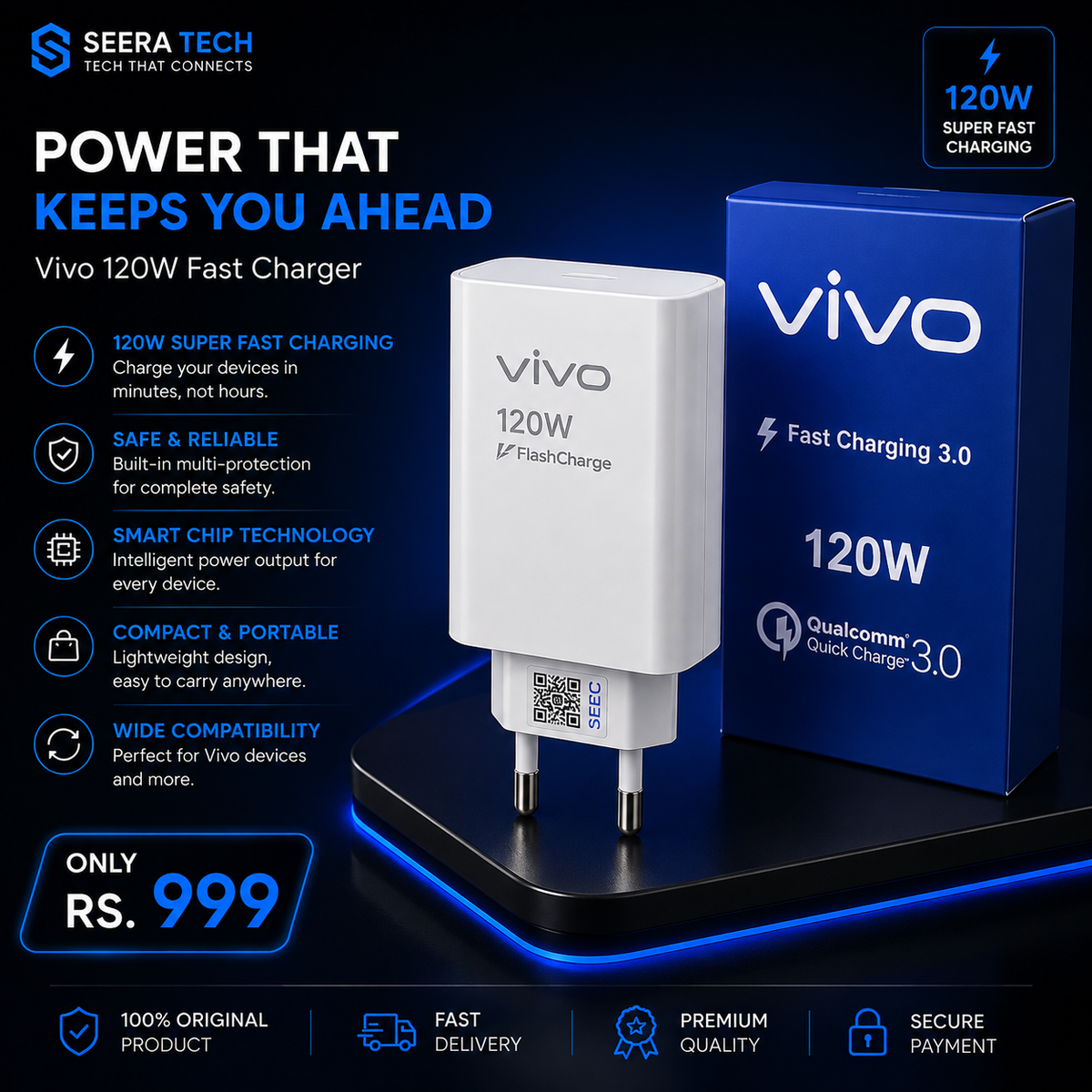 Vivo 120W Fast Charger – FlashCharge 3.0