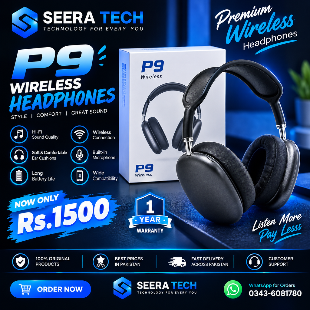🎧 P9 Wireless Headphones – Deep Bass & Bluetooth 5.3